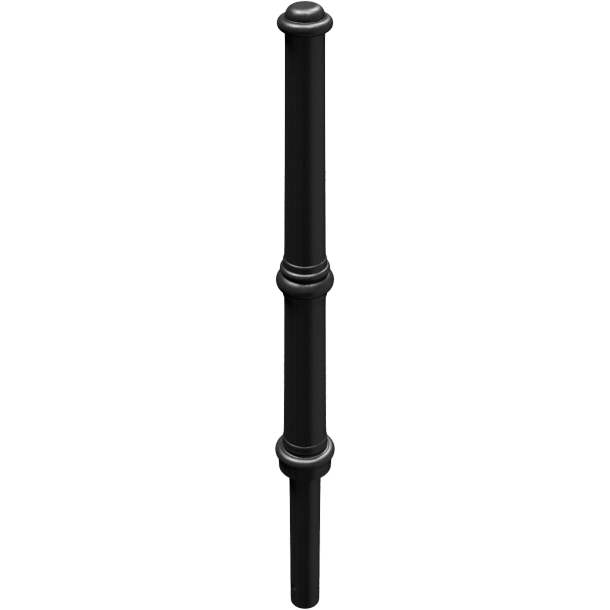 Dekorativ puller i aluminium | serie 490 | fastmonteret, til indst�bning i beton med jordanker, total l�ngde ca. 1300 mm | uden �je